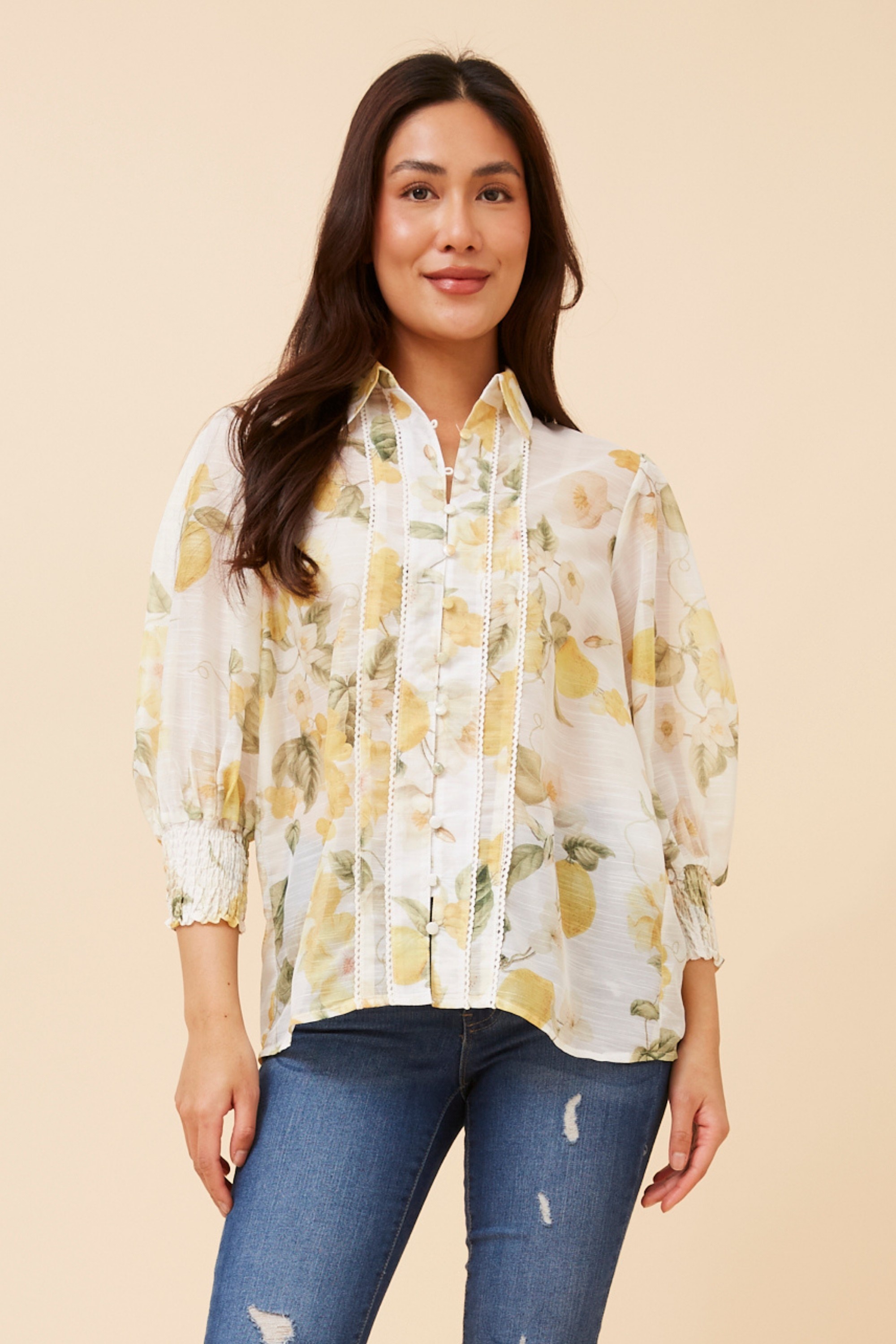 JOELLA LEMON PRINT BLOUSE