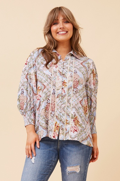 JOELLA LINEN FLORAL BLOUSE