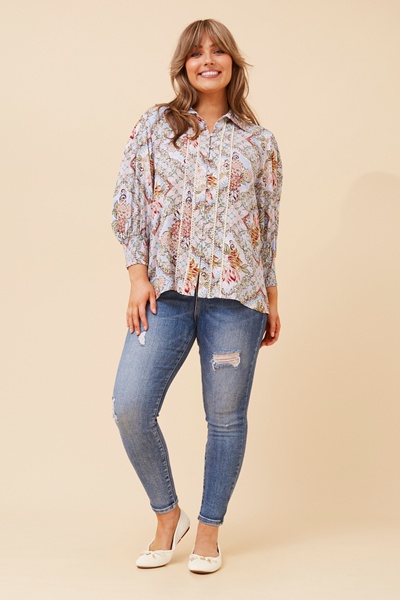 JOELLA LINEN FLORAL BLOUSE