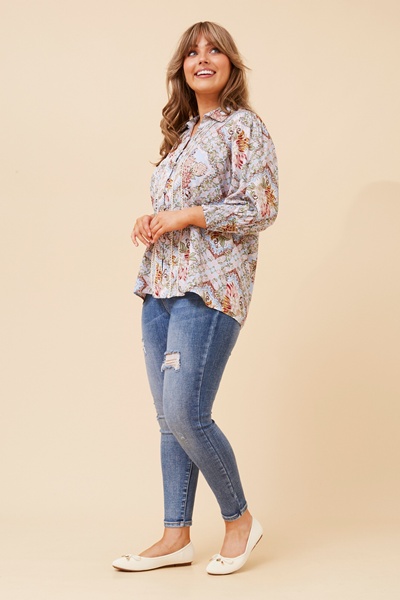 JOELLA LINEN FLORAL BLOUSE