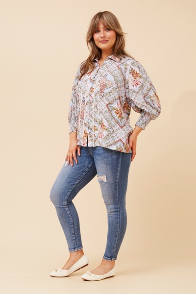 JOELLA LINEN FLORAL BLOUSE