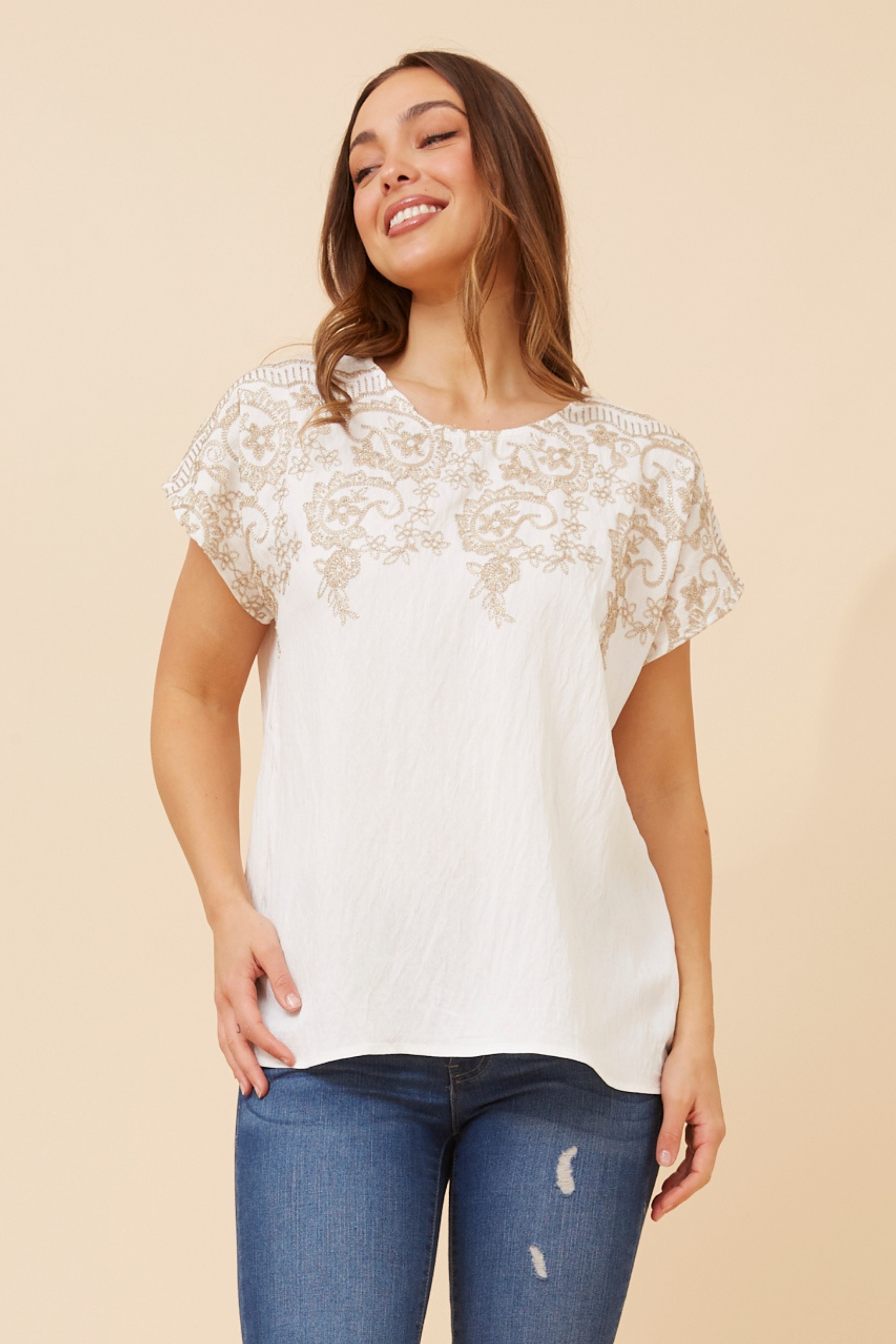 JOLANDA EMBROIDERED TOP