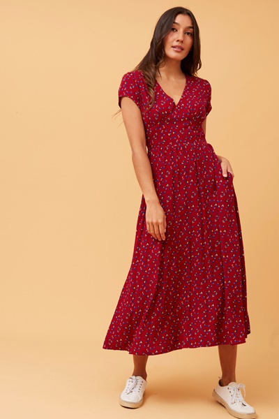 JORDAN DITSY FLORAL MIDI DRESS