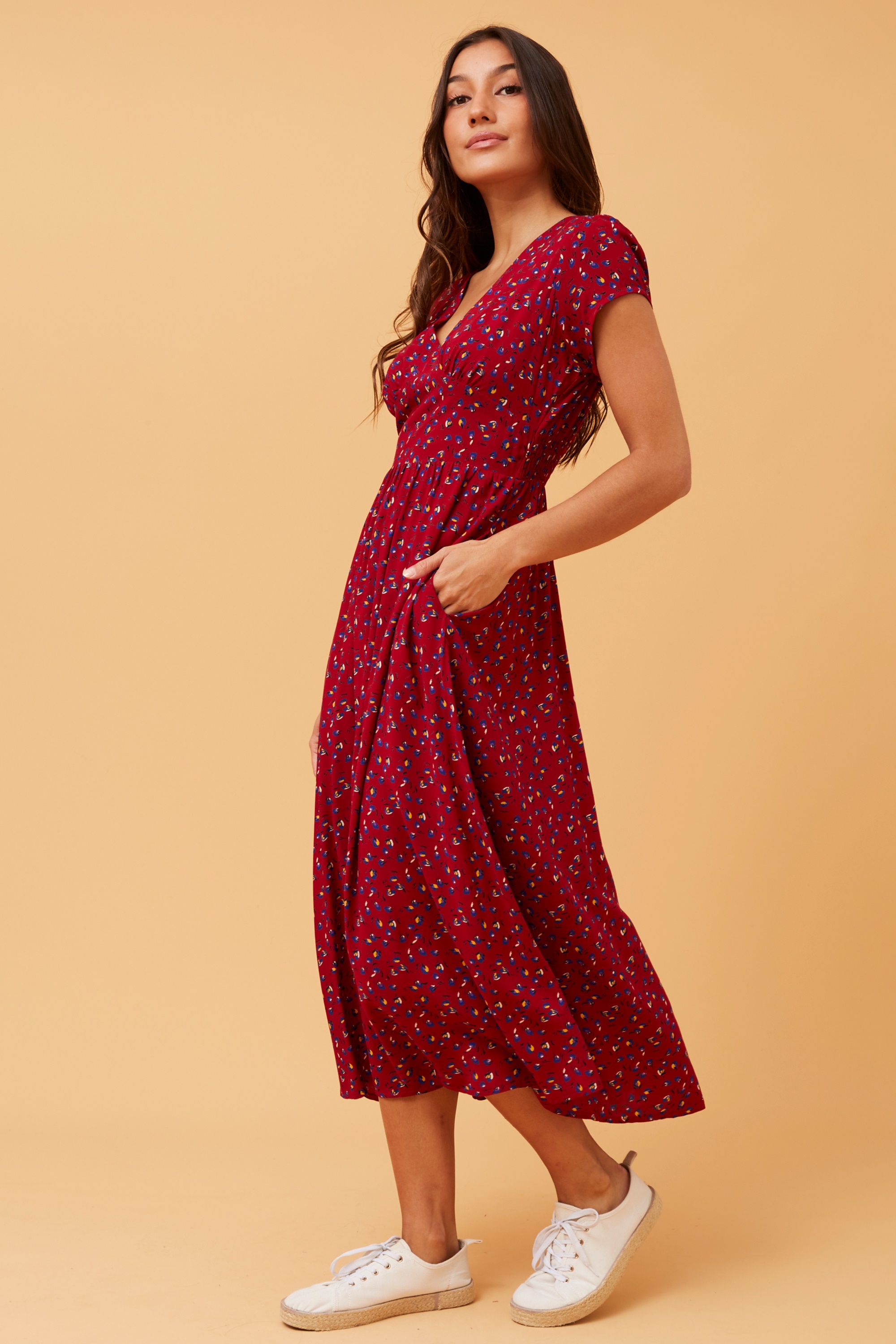 JORDAN DITSY FLORAL MIDI DRESS