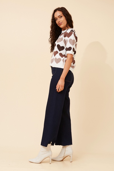 JORDY HEART PRINT KNIT PULLOVER