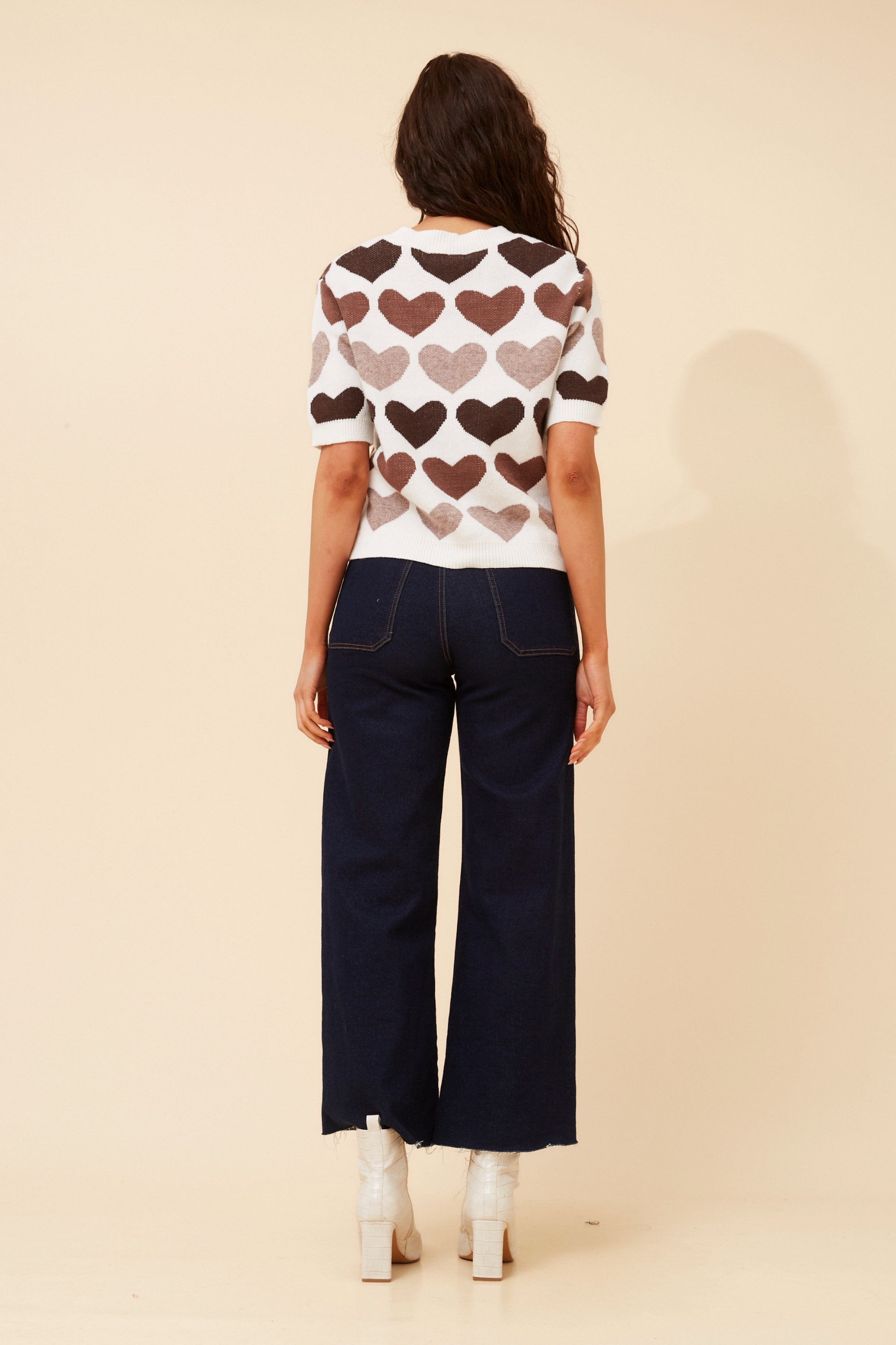 JORDY HEART PRINT KNIT PULLOVER