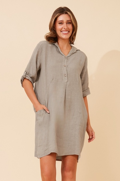 JOSEFA SOLID LINEN DRESS