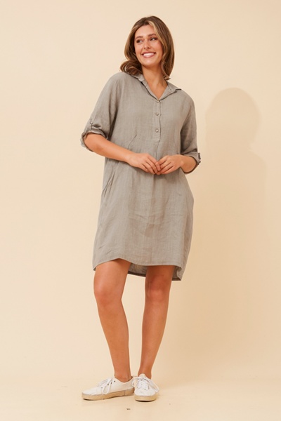 JOSEFA SOLID LINEN DRESS