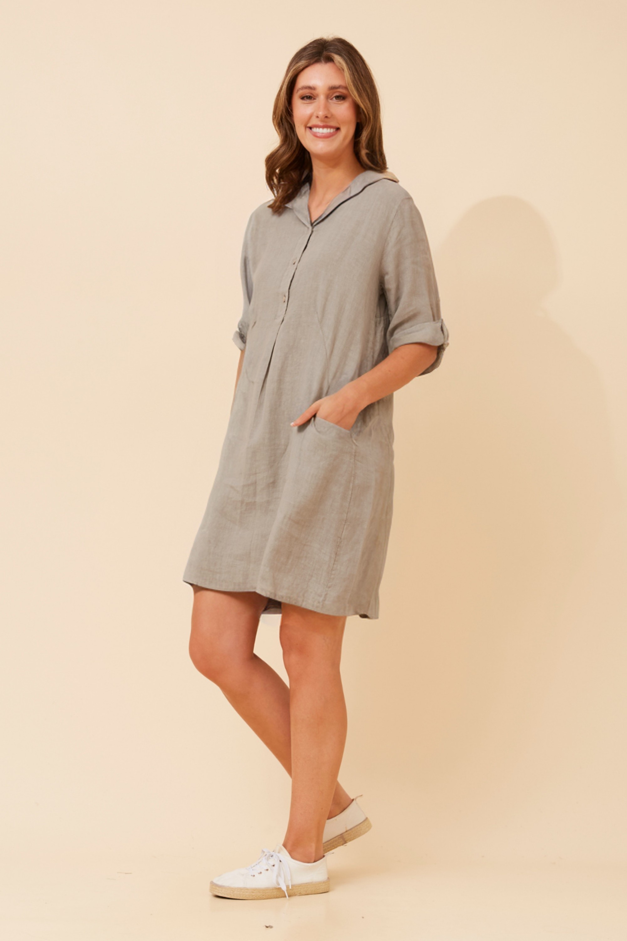 JOSEFA SOLID LINEN DRESS