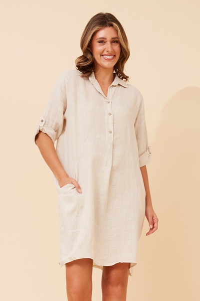 JOSEFA SOLID LINEN DRESS