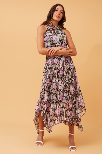 JOSETTE FLORAL PLEATED DRESS