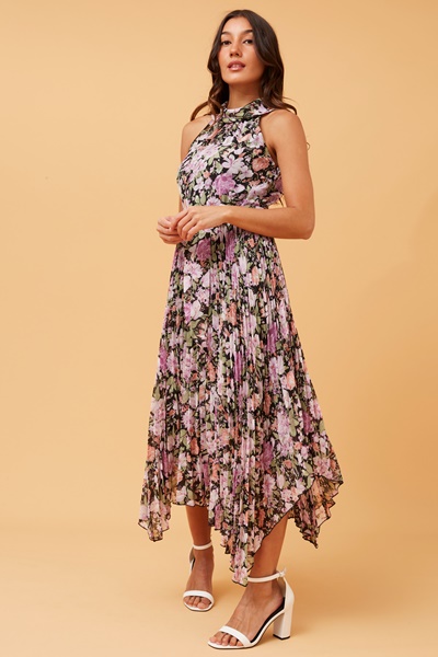 JOSETTE FLORAL PLEATED DRESS