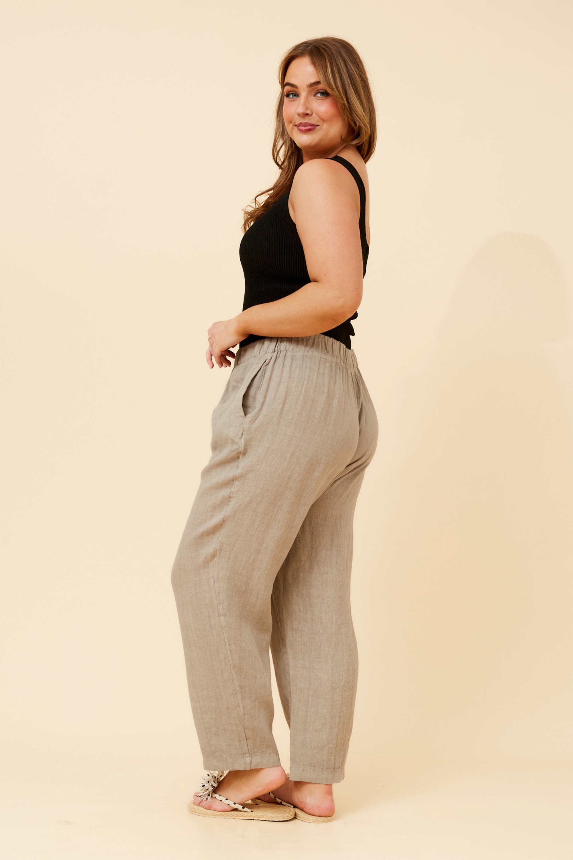 JOURNEE SOLID LINEN PANTS