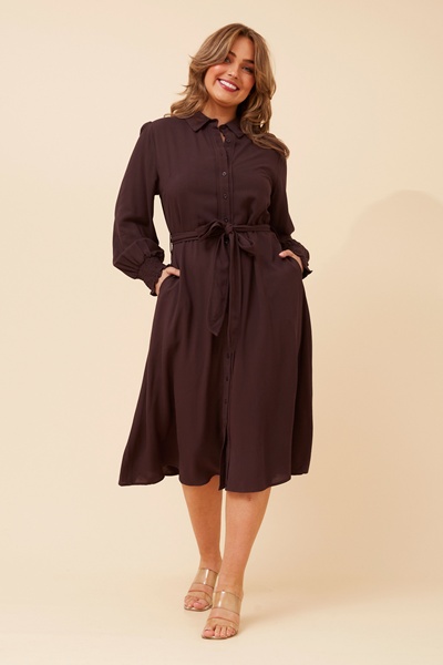 JOVIELLE SOLID MIDI DRESS
