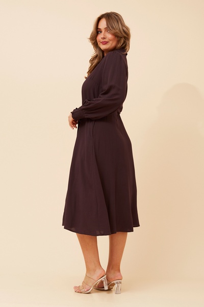 JOVIELLE SOLID MIDI DRESS