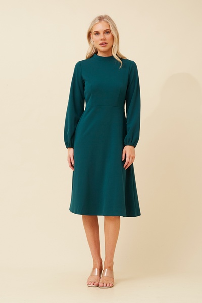 JOVIENNE SOLID MIDI DRESS