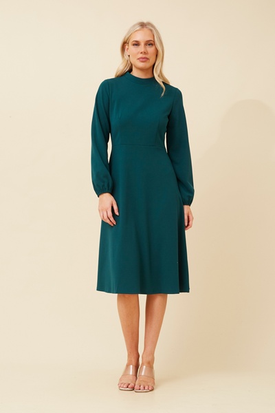 JOVIENNE SOLID MIDI DRESS