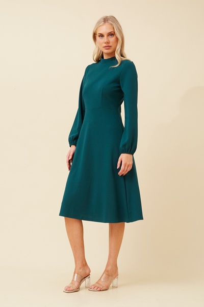 JOVIENNE SOLID MIDI DRESS