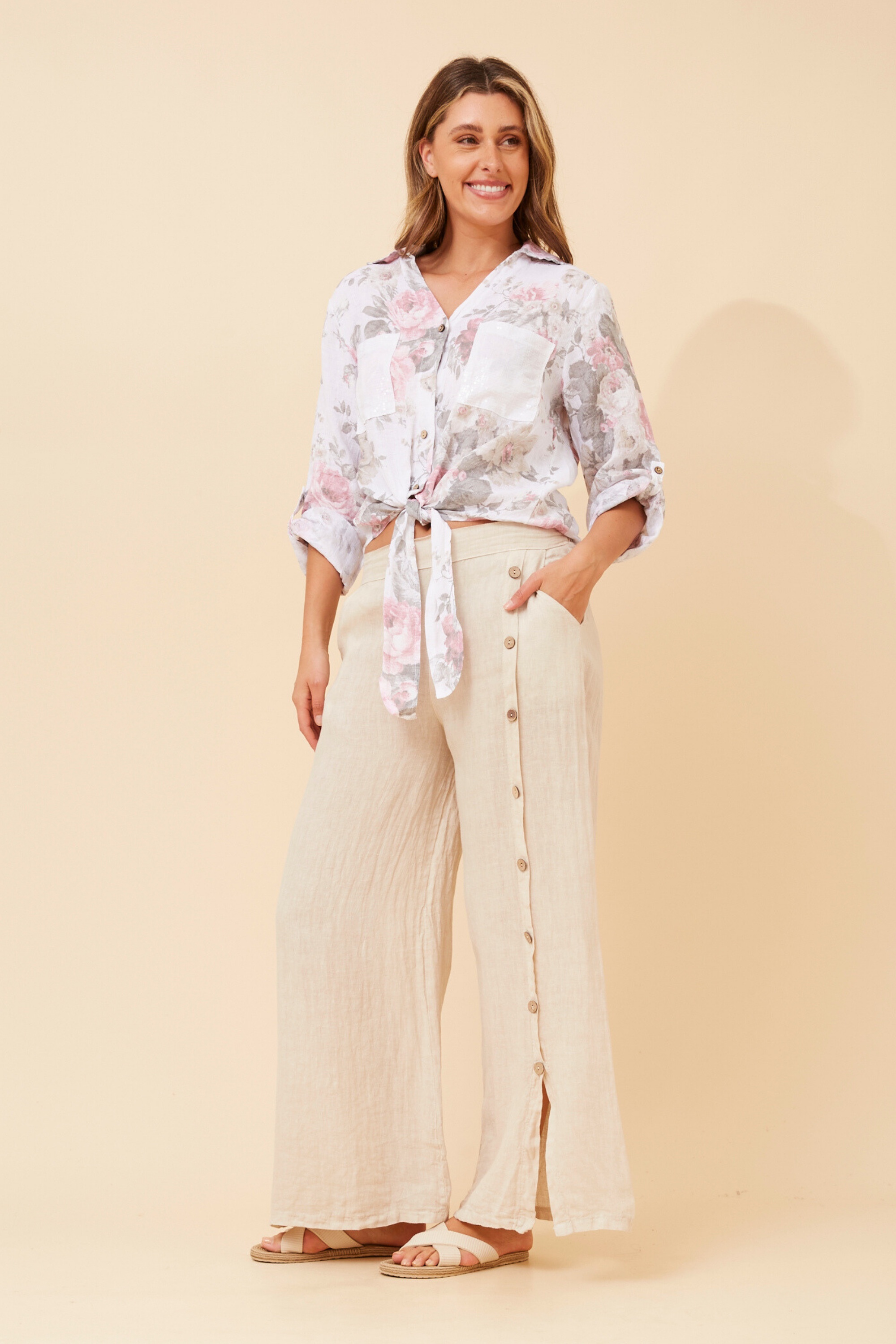 JUNI FLORAL LINEN SHIRT