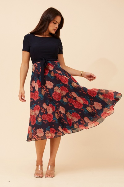 KADISHA FLORAL PRINT MIDI DRESS