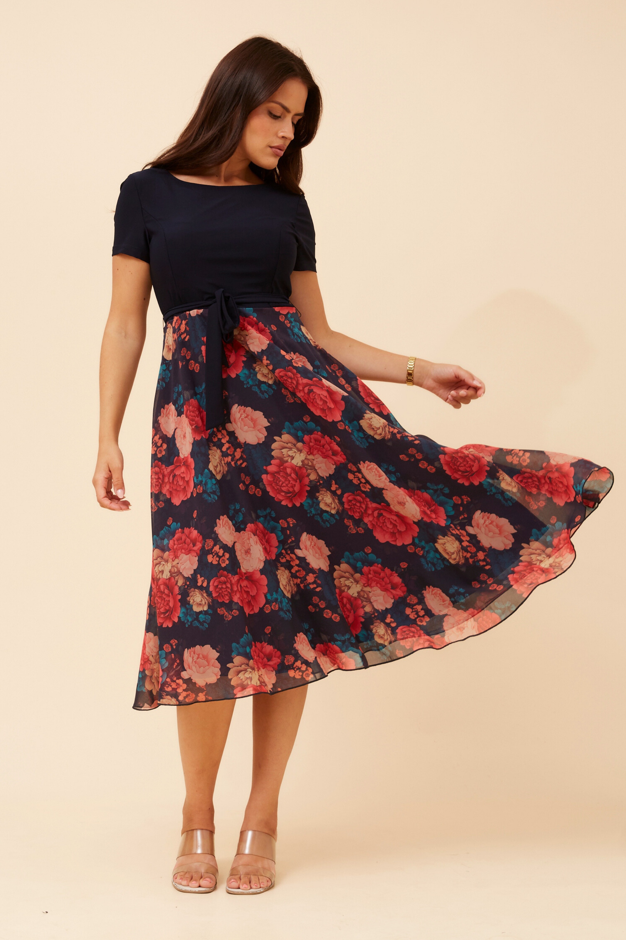 KADISHA FLORAL PRINT MIDI DRESS