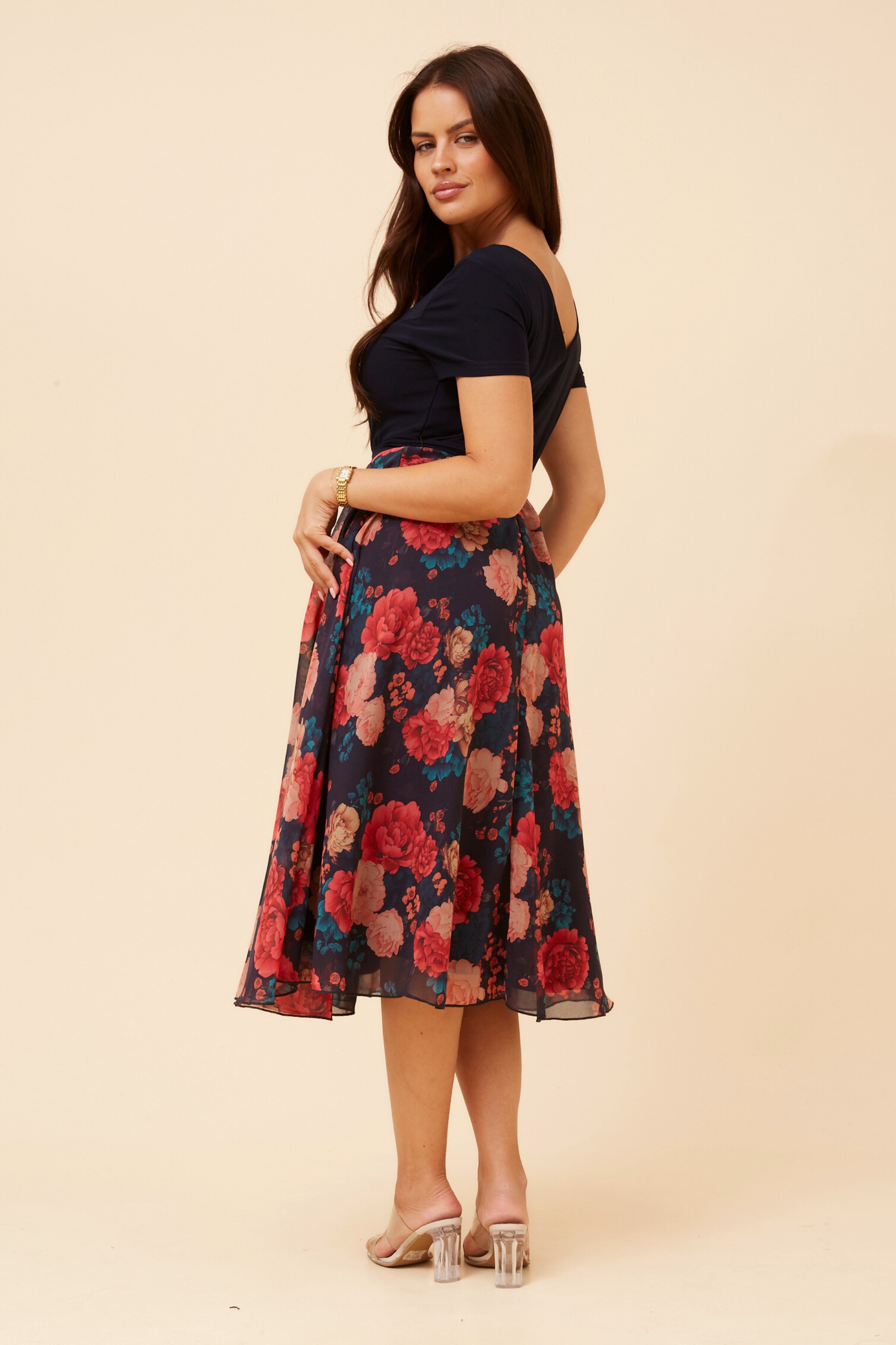KADISHA FLORAL PRINT MIDI DRESS