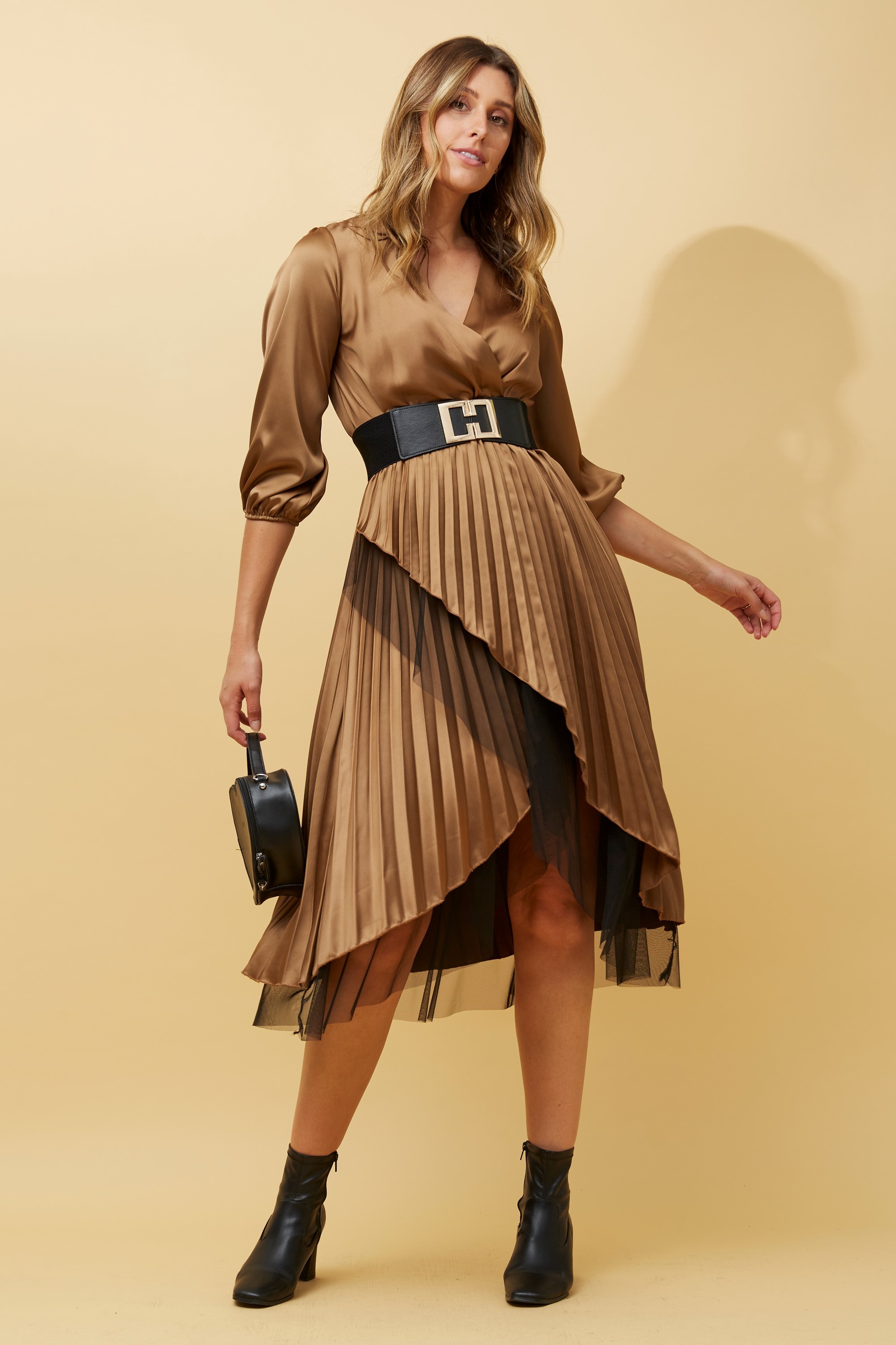 Kaelyn pleated midi dress | Buy Online | Femme Connection