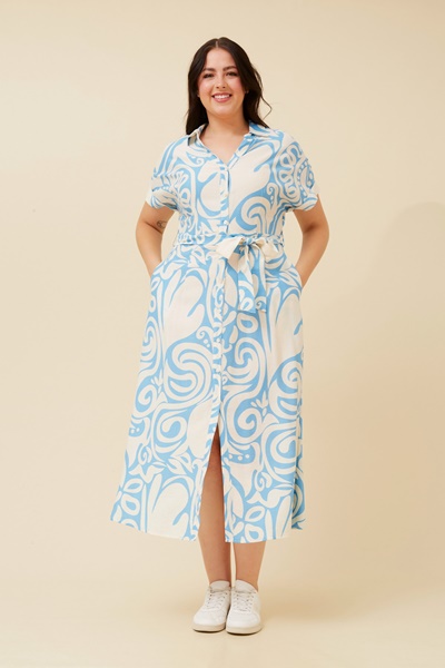 KALIYAH ABSTRACT PRINT SHIRT DRESS