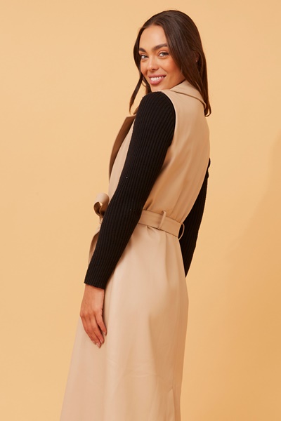 KARTA LEATHER TRENCH VEST