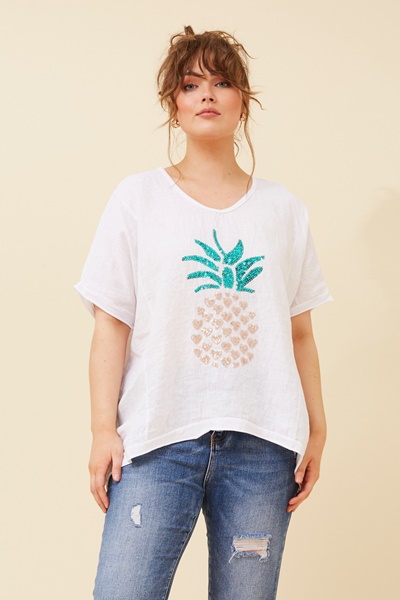 KAY PINEAPPLE LINEN TOP