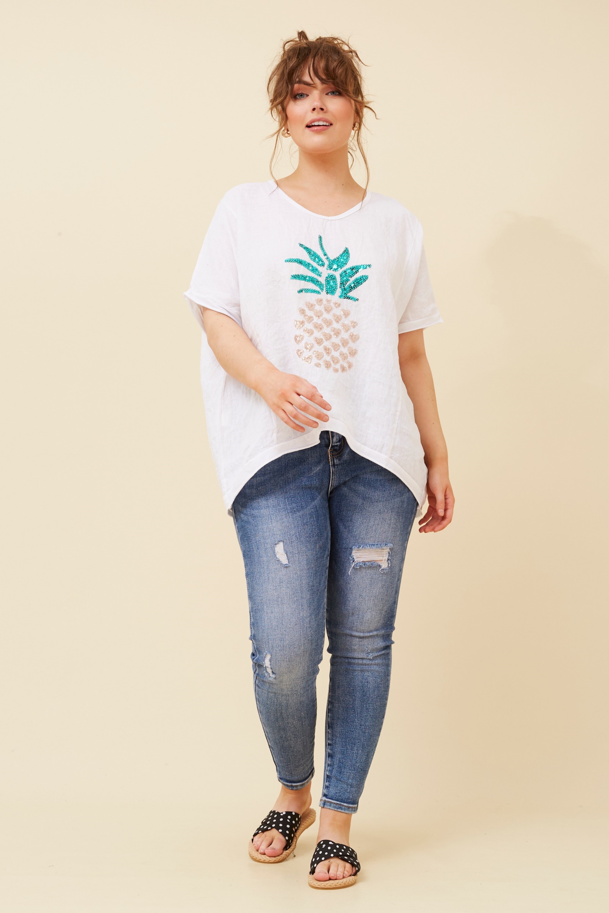 KAY PINEAPPLE LINEN TOP