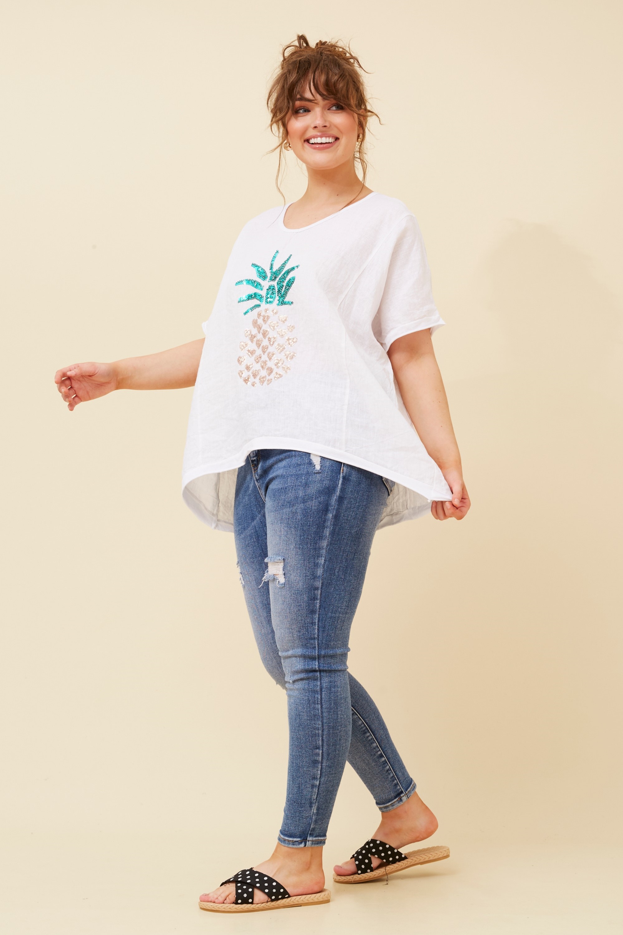 KAY PINEAPPLE LINEN TOP