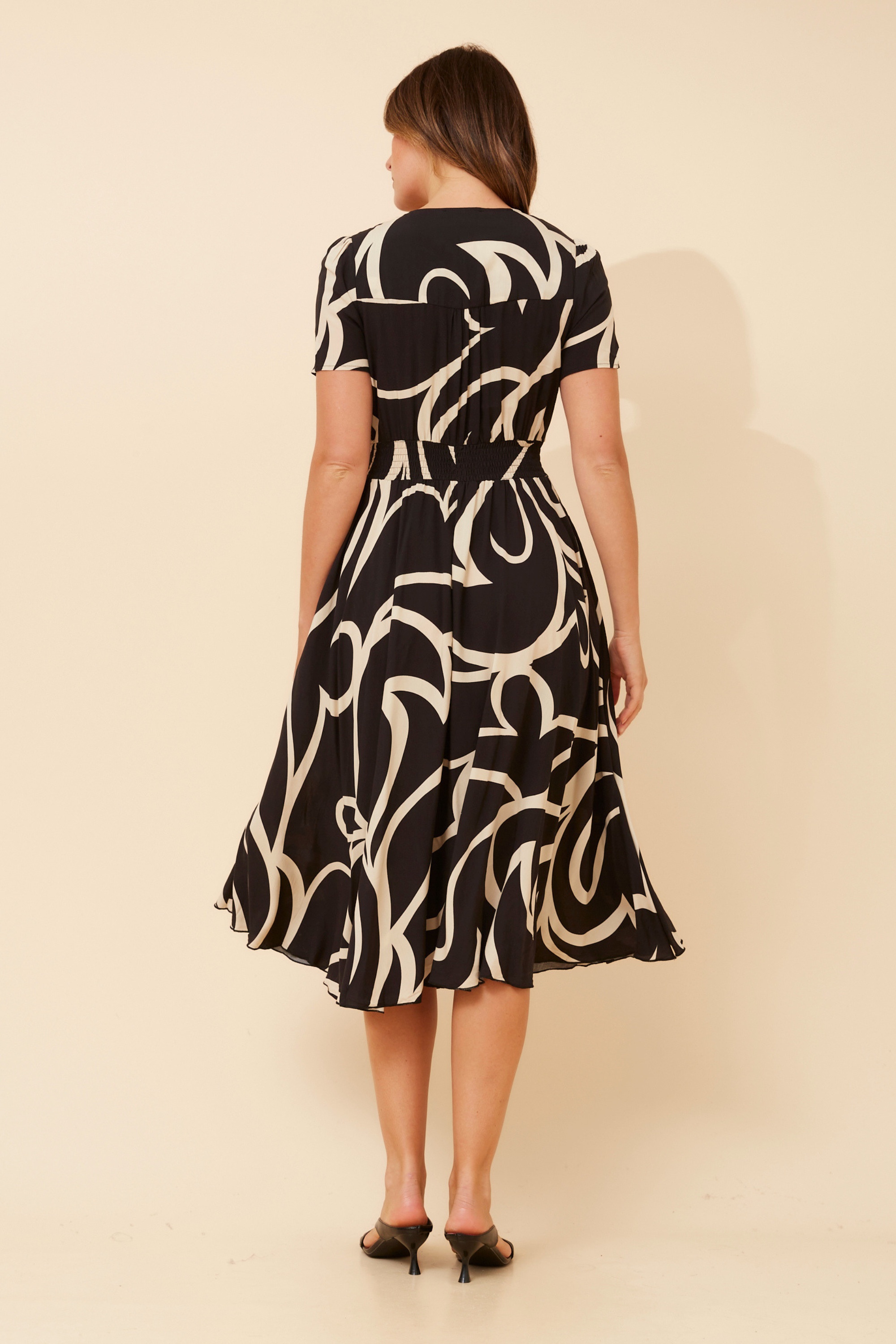 KEGAN ABSTRACT PRINT MIDI DRESS