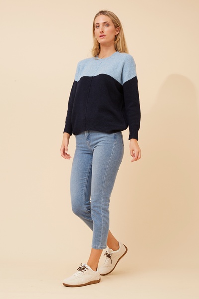 KELLEN COLOUR-BLOCK KNIT PULLOVER