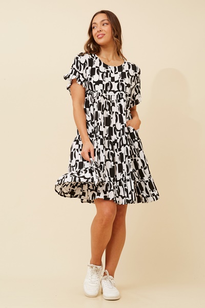 KELLY ABSTRACT BABYDOLL DRESS