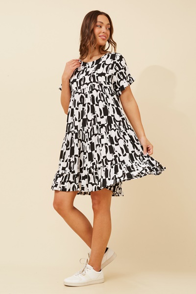 KELLY ABSTRACT BABYDOLL DRESS