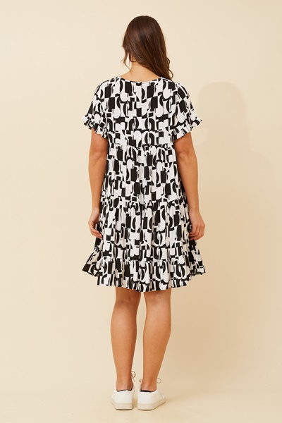 KELLY ABSTRACT BABYDOLL DRESS