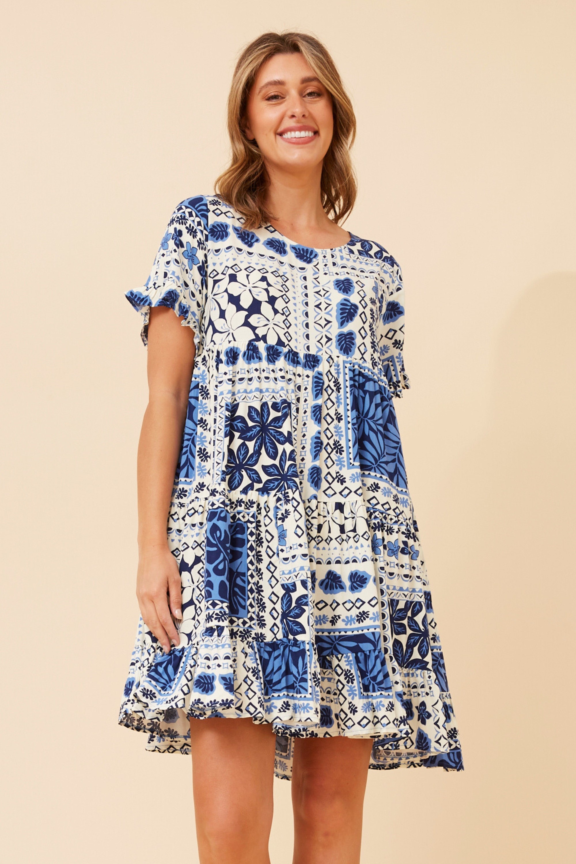 KELLY PATCHWORK BABYDOLL DRESS