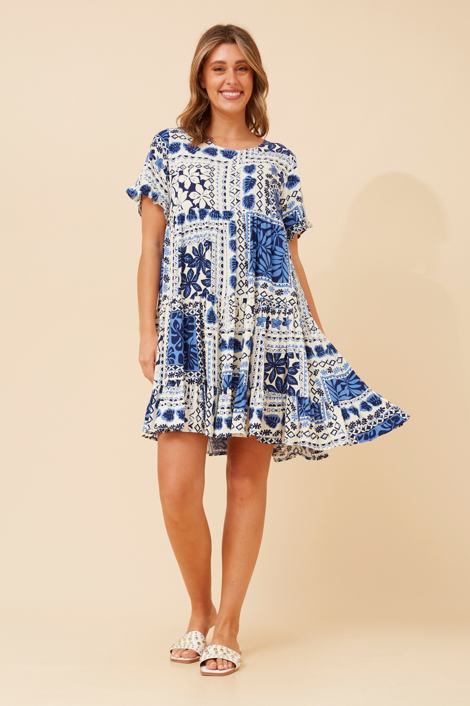 KELLY PATCHWORK BABYDOLL DRESS