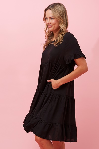 KELLY TIERED LINEN SHORT DRESS