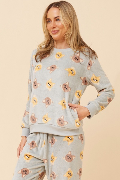 KENNY CAT PRINT PYJAMA SET