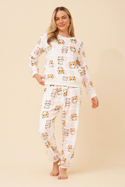 KENNY CAT PRINT PYJAMA SET