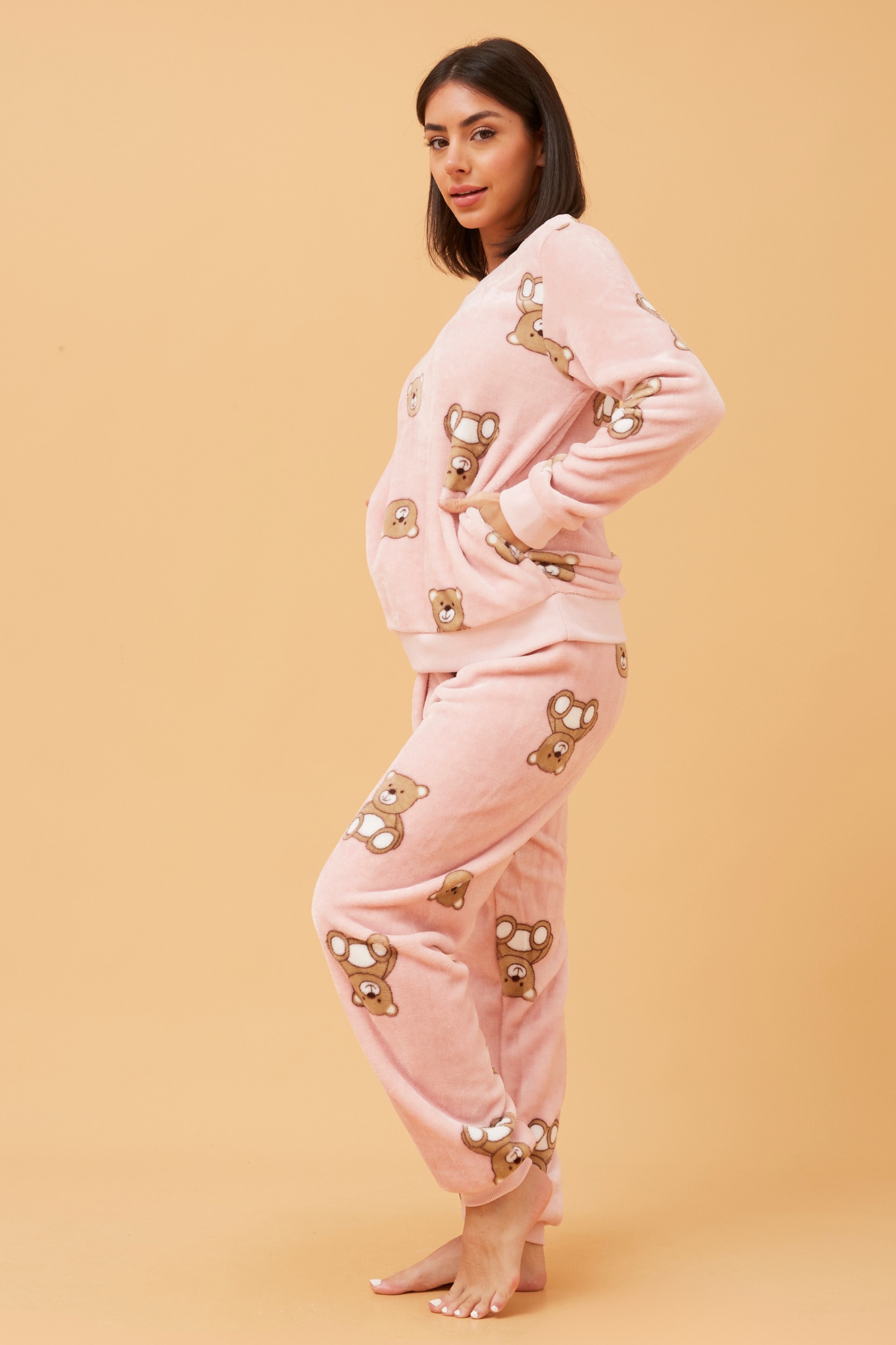 KENNY TEDDY PRINT PLUSH PYJAMA SET