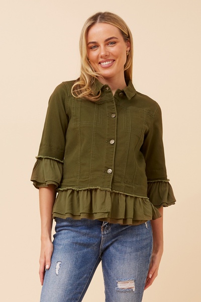 KENSLEY FRILL DENIM JACKET