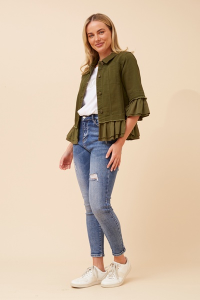 KENSLEY FRILL DENIM JACKET