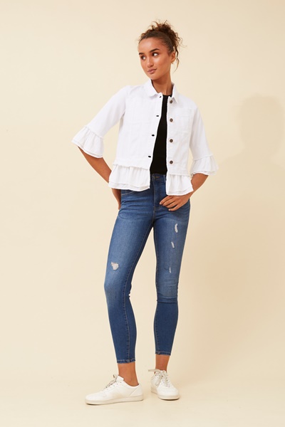 KENSLEY FRILL DENIM JACKET