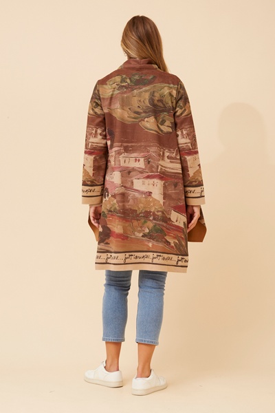 KERENA ABSTRACT PRINT SUEDE COAT