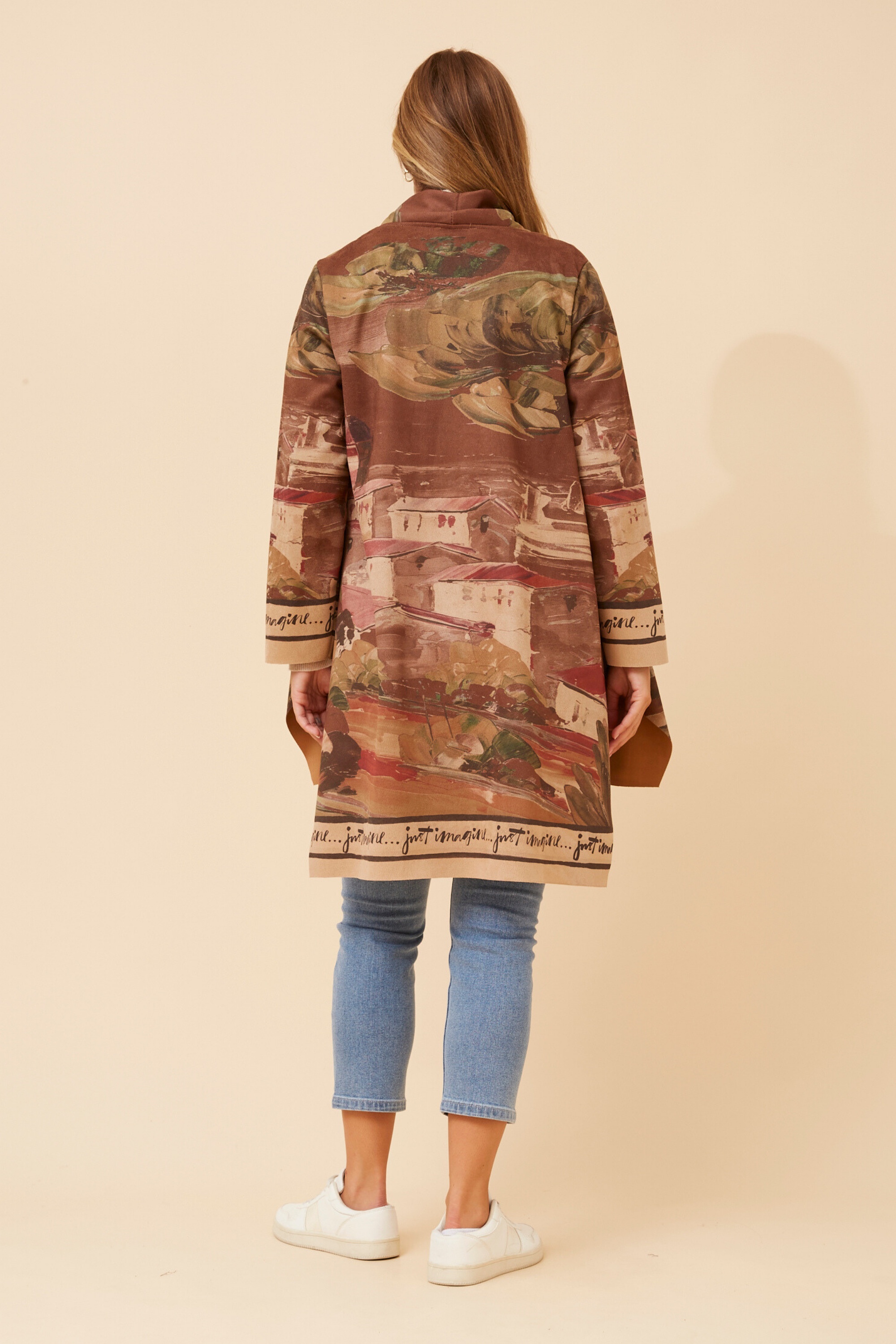 KERENA ABSTRACT PRINT SUEDE COAT