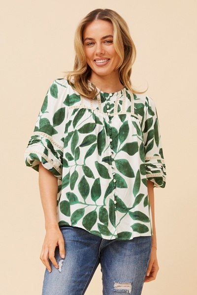 KERENSA LEAF PRINT TOP