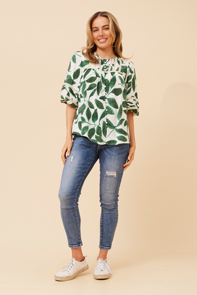 KERENSA LEAF PRINT TOP